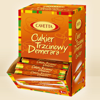 BROWN CANE SUGAR IN STICKS IN DISPENSERS